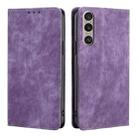 For Sony Xperia 1 VI RFID Anti-theft Brush Magnetic Leather Phone Case(Purple) - 1