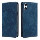 For Sony Xperia 10 VI RFID Anti-theft Brush Magnetic Leather Phone Case(Blue) - 1