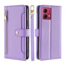 For Motorola Moto G84 5G Lite Sheep Texture Cross-body Zipper Wallet Leather Phone Case(Purple) - 1