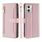 For Motorola Moto G54 5G EU Edition Lite Sheep Texture Cross-body Zipper Wallet Leather Phone Case(Pink) - 1