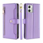 For Motorola Moto G54 5G EU Edition Lite Sheep Texture Cross-body Zipper Wallet Leather Phone Case(Purple) - 1