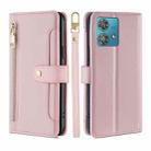 For Motorola Edge 40 Neo 5G Lite Sheep Texture Cross-body Zipper Wallet Leather Phone Case(Pink) - 1