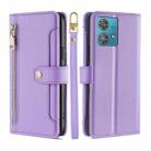 For Motorola Edge 40 Neo 5G Lite Sheep Texture Cross-body Zipper Wallet Leather Phone Case(Purple) - 1