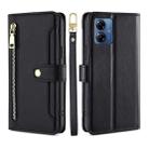 For Motorola Moto G14 4G Lite Sheep Texture Cross-body Zipper Wallet Leather Phone Case(Black) - 1