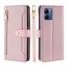 For Motorola Moto G14 4G Lite Sheep Texture Cross-body Zipper Wallet Leather Phone Case(Pink) - 1