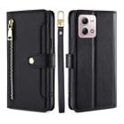 For Motorola Moto G Stylus 4G 2023 Lite Sheep Texture Cross-body Zipper Wallet Leather Phone Case(Black) - 1