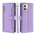 For Motorola Moto G Stylus 4G 2023 Lite Sheep Texture Cross-body Zipper Wallet Leather Phone Case(Purple) - 1