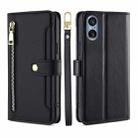 For Sony Xperia 5 V Lite Sheep Texture Cross-body Zipper Wallet Leather Phone Case(Black) - 1