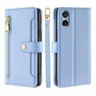 For Sony Xperia 5 V Lite Sheep Texture Cross-body Zipper Wallet Leather Phone Case(Blue) - 1