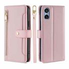 For Sony Xperia 5 V Lite Sheep Texture Cross-body Zipper Wallet Leather Phone Case(Pink) - 1