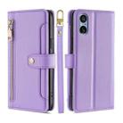 For Sony Xperia 5 V Lite Sheep Texture Cross-body Zipper Wallet Leather Phone Case(Purple) - 1