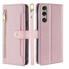 For Sony Xperia 1 VI Lite Sheep Texture Cross-body Zipper Wallet Leather Phone Case(Pink) - 1