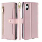 For Sony Xperia 10 VI Lite Sheep Texture Cross-body Zipper Wallet Leather Phone Case(Pink) - 1