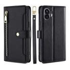 For Nothing Phone 2 Lite Sheep Texture Cross-body Zipper Wallet Leather Phone Case(Black) - 1