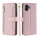 For Nothing Phone 2 Lite Sheep Texture Cross-body Zipper Wallet Leather Phone Case(Pink) - 1