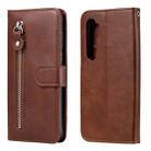 For Xiaomi Mi Note 10 Lite Fashion Calf Texture Zipper Horizontal Flip Leather Case with Stand & Card Slots & Wallet Function(Brown) - 1