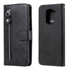 For Xiaomi Redmi Note 9 / 10X 5G Fashion Calf Texture Zipper Horizontal Flip Leather Case with Stand & Card Slots & Wallet Function(Black) - 1