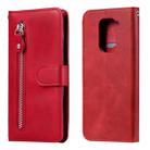For Xiaomi Redmi Note 9 / 10X 5G Fashion Calf Texture Zipper Horizontal Flip Leather Case with Stand & Card Slots & Wallet Function(Red) - 1