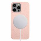 For iPhone 15 Pro Max Wheat MagSafe Magnetic Straw Material + TPU Phone Case(Pink) - 1