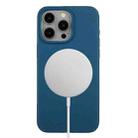 For iPhone 15 Pro Wheat MagSafe Magnetic Straw Material + TPU Phone Case(Blue) - 1