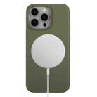 For iPhone 15 Pro Wheat MagSafe Magnetic Straw Material + TPU Phone Case(Army Green) - 1