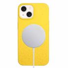 For iPhone 15 Plus Wheat MagSafe Magnetic Straw Material + TPU Phone Case(Yellow) - 1