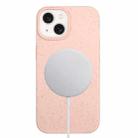 For iPhone 15 Wheat MagSafe Magnetic Straw Material + TPU Phone Case(Pink) - 1