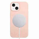 For iPhone 14 Plus Wheat MagSafe Magnetic Straw Material + TPU Phone Case(Pink) - 1