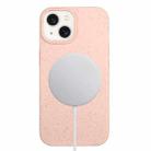 For iPhone 13 Wheat MagSafe Magnetic Straw Material + TPU Phone Case(Pink) - 1