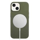For iPhone 13 Wheat MagSafe Magnetic Straw Material + TPU Phone Case(Army Green) - 1