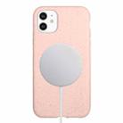 For iPhone 12 Wheat MagSafe Magnetic Straw Material + TPU Phone Case(Pink) - 1