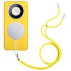 For Huawei Mate 60 Wheat MagSafe Magnetic Straw Material + TPU Phone Case with Lanyard(Yellow) - 1