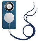 For Huawei Mate 60 Wheat MagSafe Magnetic Straw Material + TPU Phone Case with Lanyard(Blue) - 1