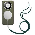 For Huawei Mate 60 Wheat MagSafe Magnetic Straw Material + TPU Phone Case with Lanyard(Army Green) - 1