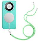 For Huawei Mate 60 Pro Wheat MagSafe Magnetic Straw Material + TPU Phone Case with Lanyard(Green) - 1