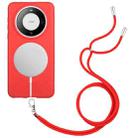 For Huawei Mate 60 Pro Wheat MagSafe Magnetic Straw Material + TPU Phone Case with Lanyard(Red) - 1