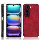 For Infinix Hot 50 4G Cow Pattern Sewing Back Cover Phone Case(Red) - 1