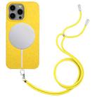 For iPhone 15 Pro Max Wheat MagSafe Magnetic Straw Material + TPU Phone Case with Lanyard(Yellow) - 1