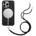 For iPhone 15 Pro Wheat MagSafe Magnetic Straw Material + TPU Phone Case with Lanyard(Black) - 1