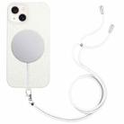 For iPhone 15 Plus Wheat MagSafe Magnetic Straw Material + TPU Phone Case with Lanyard(White) - 1
