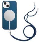 For iPhone 15 Plus Wheat MagSafe Magnetic Straw Material + TPU Phone Case with Lanyard(Blue) - 1