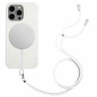 For iPhone 14 Pro Wheat MagSafe Magnetic Straw Material + TPU Phone Case with Lanyard(White) - 1