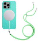 For iPhone 13 Pro Max Wheat MagSafe Magnetic Straw Material + TPU Phone Case with Lanyard(Green) - 1