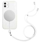 For iPhone 11 Wheat MagSafe Magnetic Straw Material + TPU Phone Case with Lanyard(White) - 1