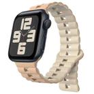 For Apple Watch SE 2023 44mm Reverse Buckle Two Color Magnetic Silicone Watch Band(Milk White+Old White) - 1