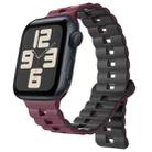 For Apple Watch SE 2023 44mm Reverse Buckle Two Color Magnetic Silicone Watch Band(Wine Red+Black) - 1