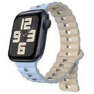 For Apple Watch SE 2023 44mm Reverse Buckle Two Color Magnetic Silicone Watch Band(Blue+Starlight) - 1