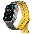 For Apple Watch Ultra 2 49mm Reverse Buckle Two Color Magnetic Silicone Watch Band(Black+Yellow) - 1