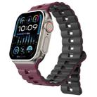 For Apple Watch Ultra 2 49mm Reverse Buckle Two Color Magnetic Silicone Watch Band(Wine Red+Black) - 1