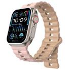 For Apple Watch Ultra 2 49mm Reverse Buckle Two Color Magnetic Silicone Watch Band(Pink+Grey) - 1